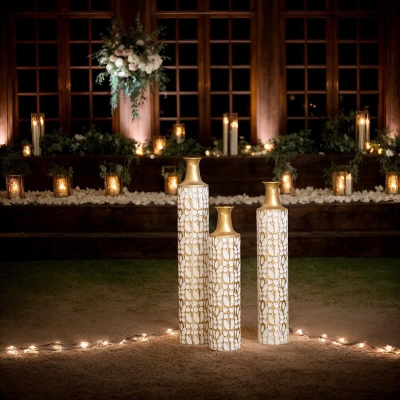 Floor Vases Gold Large Vases - 32/28/24 inch Decorative High Vases Set of 3 for Home Decor Vintage Large Vases