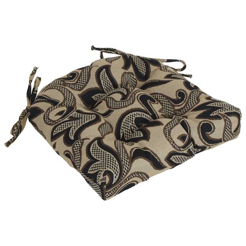 16-inch Rounded Back Woven Tapestry Tufted Chair Cushions (Set of 2 or 4) - 16 x 16