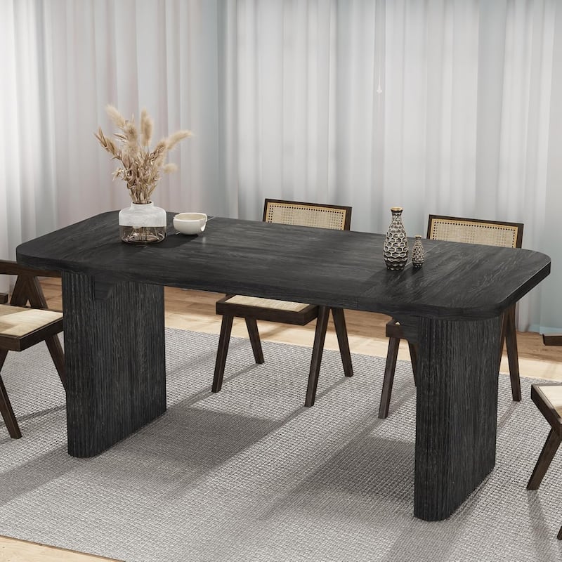 62-Inch Wood Dining Table for 4-6 People Modern Rectangular Kitchen Table for Dining Room Living Room