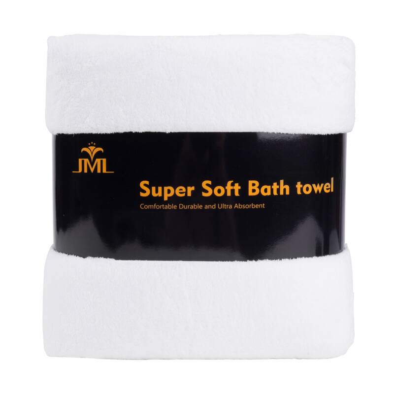 350GSM Softest Plush Fleece Towel Set Highly Absorbent Towels with Loop - White