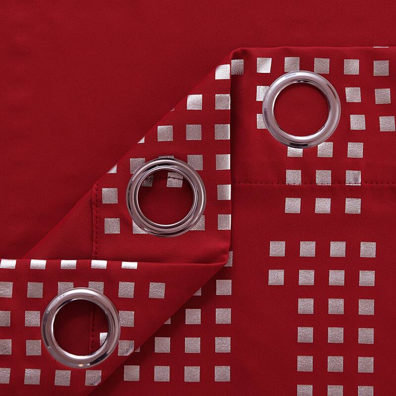 Room Darkening Silver Foil Pattern Grommet Curtains 2 Panels