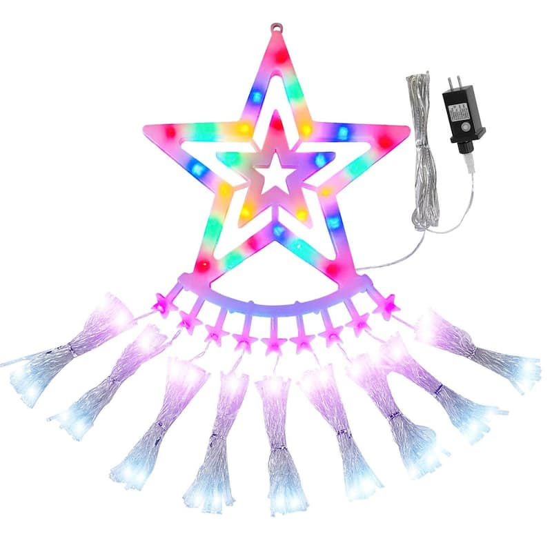 1 PCS 11.48FT 350LED Waterproof String Lights with Star Topper 8 Light Modes Memory Function