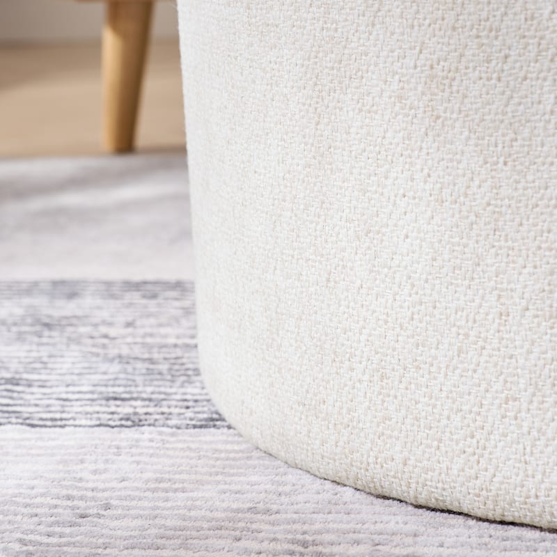 Anmytek 2-Piece Multi-Functional Chenille Storage Ottoman Set - Drum Shaped Small Stool with Sturdy MDF Desktop Accent Furniture