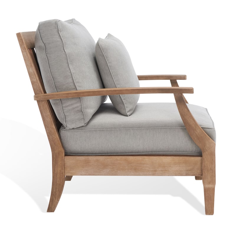 SAFAVIEH Couture Freida Wood Patio Arm Chair - 31.4" W x 35.6" L x 32.6" H - 31"W x 36"D x 33"H