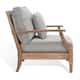 SAFAVIEH Couture Freida Wood Patio Arm Chair - 31.4" W x 35.6" L x 32.6" H - 31"W x 36"D x 33"H