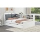 preview thumbnail 32 of 32, Wood Twin Size Platform Bed with Trundle, Shelves and Storage Headboard, Gray