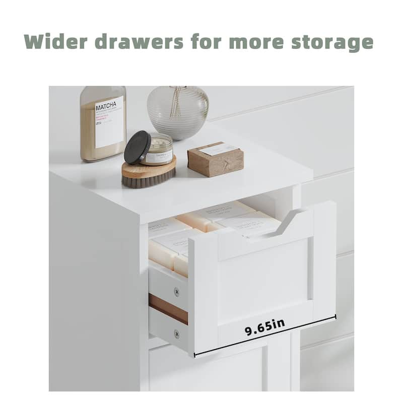 White 32.68"Tall Bathroom Storage Cabinet with 4 drawers and 1 door