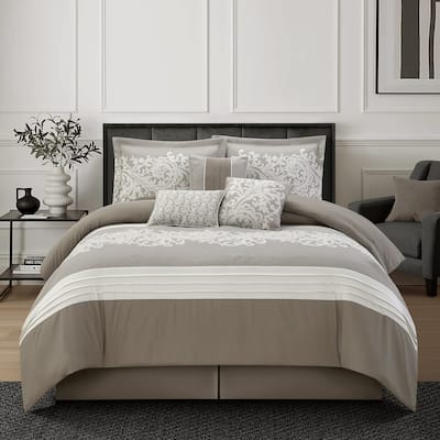 Nanshing Salem Damask Jacquard 7-Piece Comforter Set
