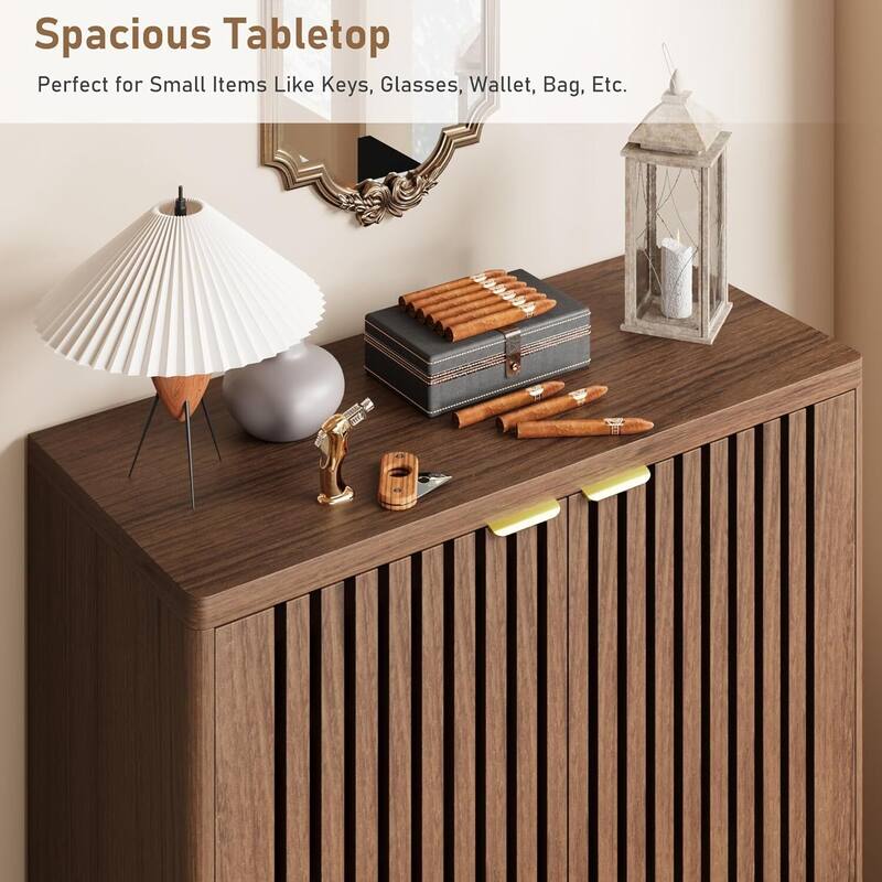 6-Tier Farmhouse Rattan Shoe Storage Cabinet for Entryway Foyer Hallway