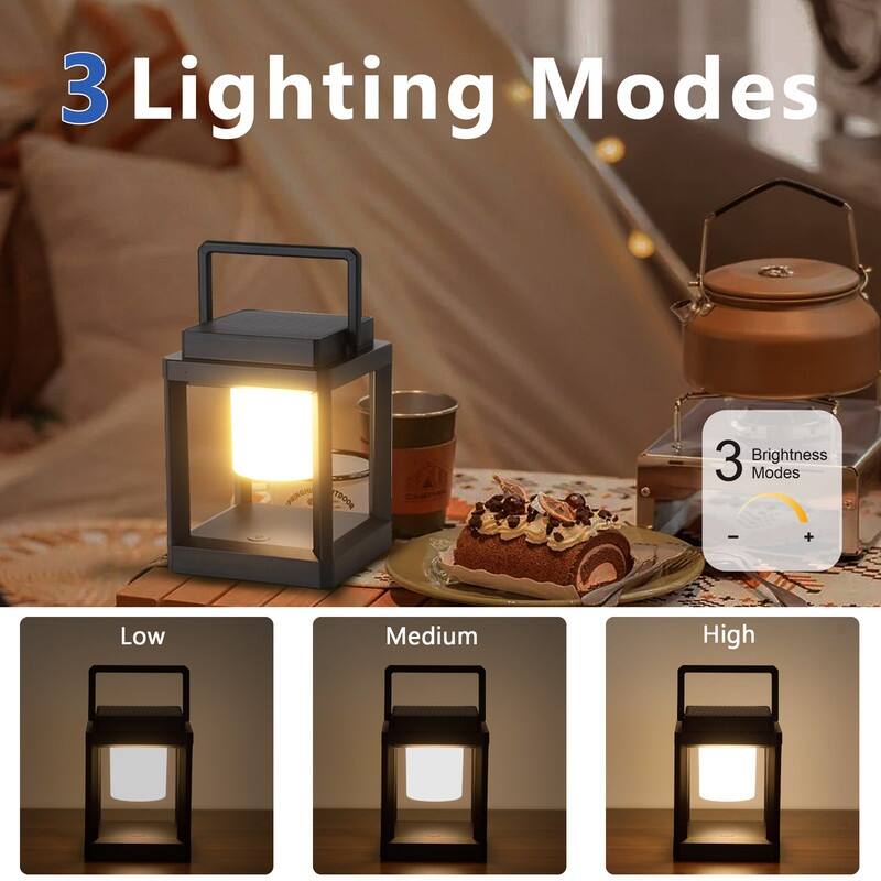 7.4" Outdoor Solar Lantern With LED Light Battery Powered, Durable & Stylish
