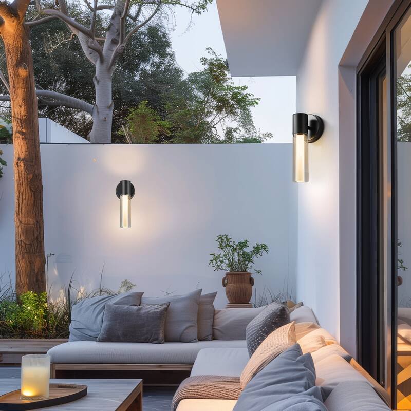 Globe Electric 91009561 12" Tall LED Outdoor Wall Sconce with Clear