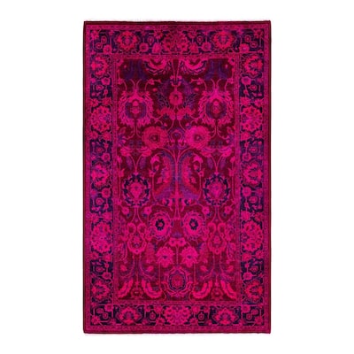 Overdyed, One-of-a-Kind Hand-Knotted Area Rug - Pink - 3' 2" x 5' 2"