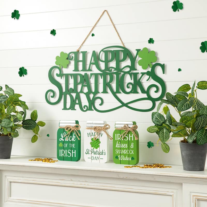 Glitzhome 24"L Metal "HAPPY St. Patrick's Day" Wall Decor