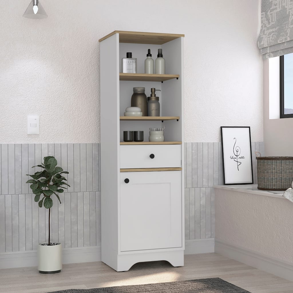 Bathroom Floor Cabinet,Two Interior Shelves,Two Open Shelves,for Bathroom,Kitchen,Living Room