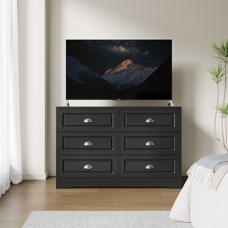 6-Drawer Storage Dresser – Versatile Media Console & Entryway Organizer, Holds TVs Up to 45"