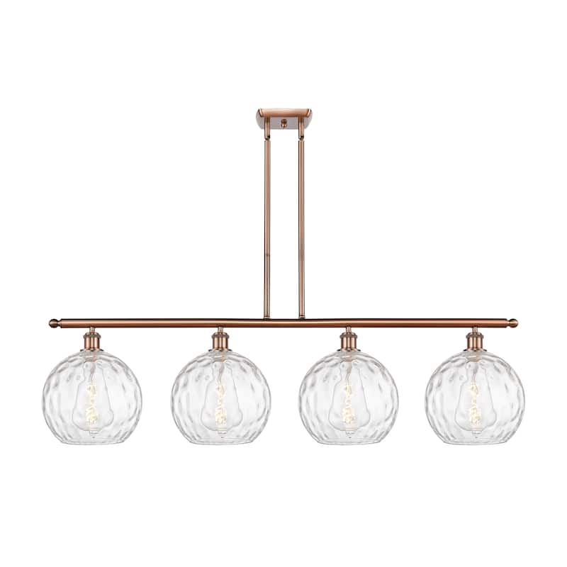 Innovations Lighting Athens Water Glass - 4 Light 48" Island Light - Clear Water Glass/Antique Copper
