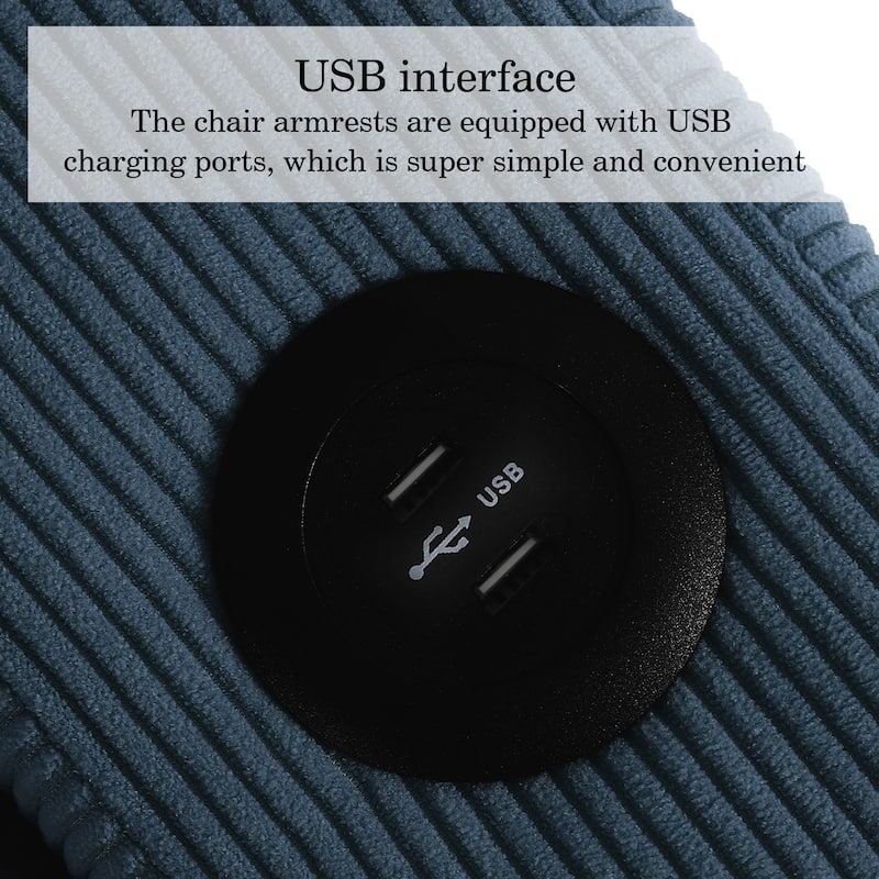 3-in-1 Corduroy Sleeper Sofa Pull-Out Bed Convertible Adjustable Loveseat with USB Port