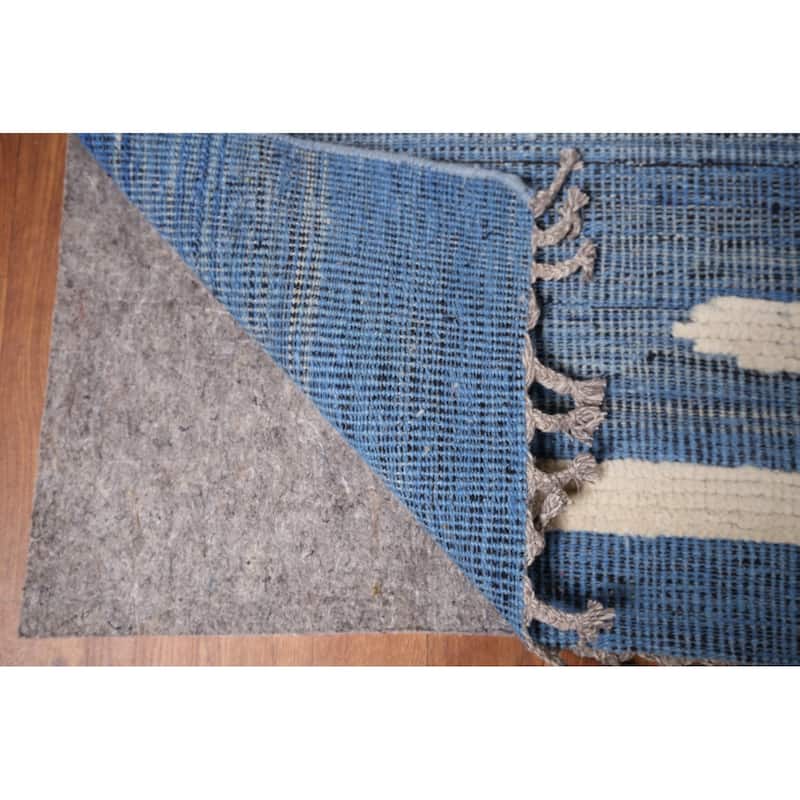 Striped Moroccan Modern Large Area Rug Hand-Knotted Wool Carpet - 11'9"x 15'8"