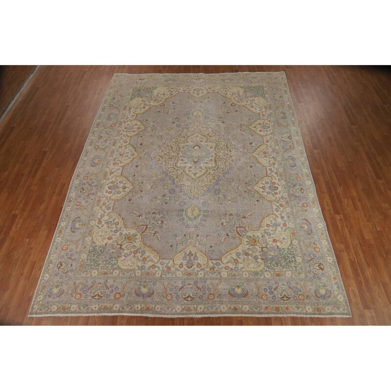 Tabriz Persian Vintage Area Rug Handmade Wool Carpet - 9'6" x 12'7"
