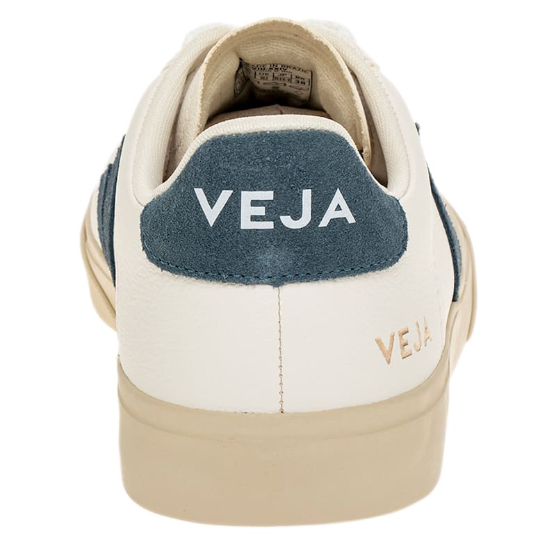 Veja Men's Campo Leather Sneakers in White with Blue