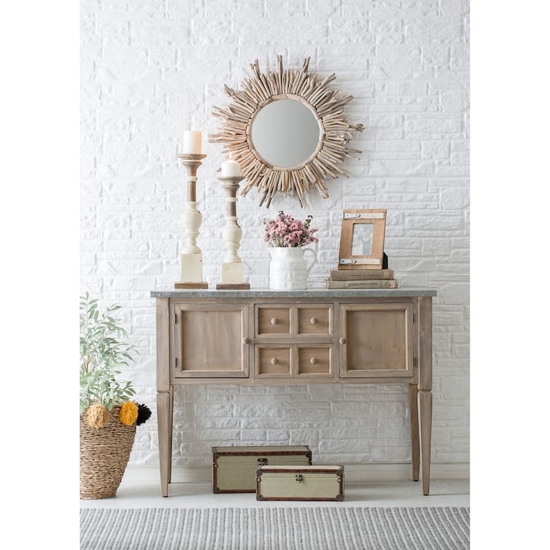 Driftwood Framed Sunburst Wall Mirror