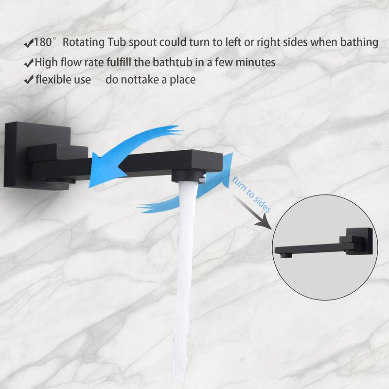 10" Matte Black Shower Faucets Sets Complete,Rain Shower Head with Handheld Shower Valve Shower System