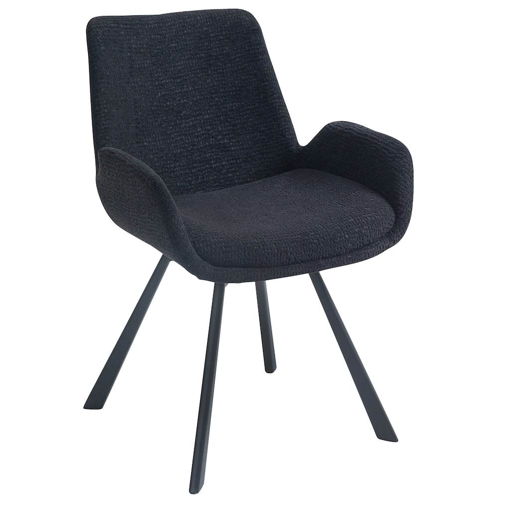 Modern Fabric & Metal Swivel Dining Chair, Set of 2