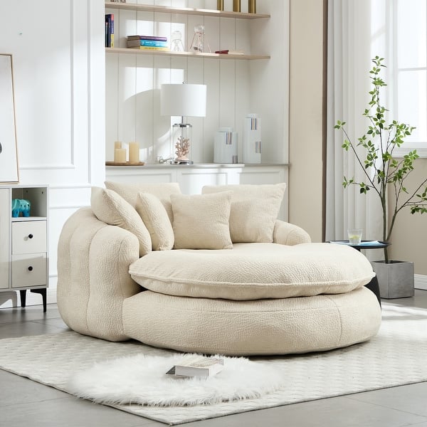 Oversized Oval Chenille Bean Bag Lazy Sofa with 5 Pillows and Wrap Around Backrest - On Sale - Bed Bath & Beyond