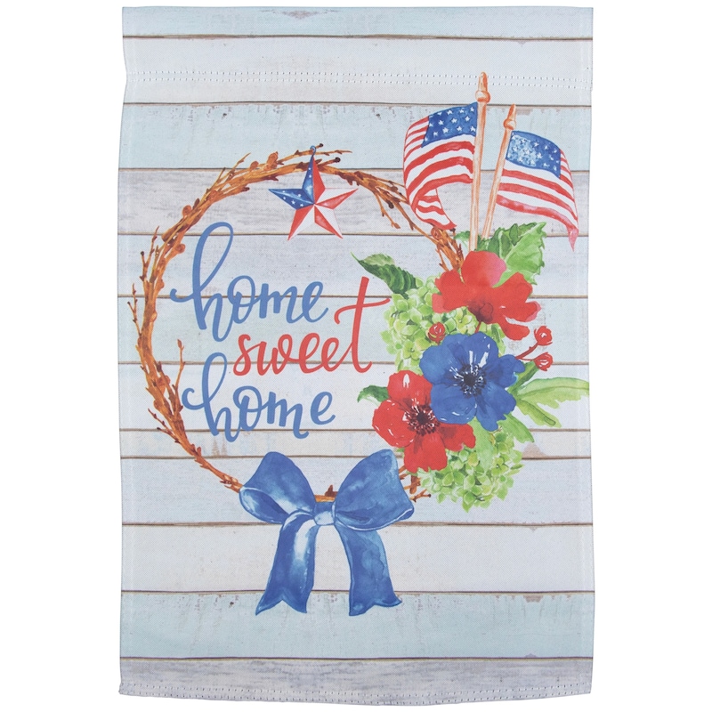 Home Sweet Home Wreath Patriotic Outdoor Garden Flag - 18" x 12.5"