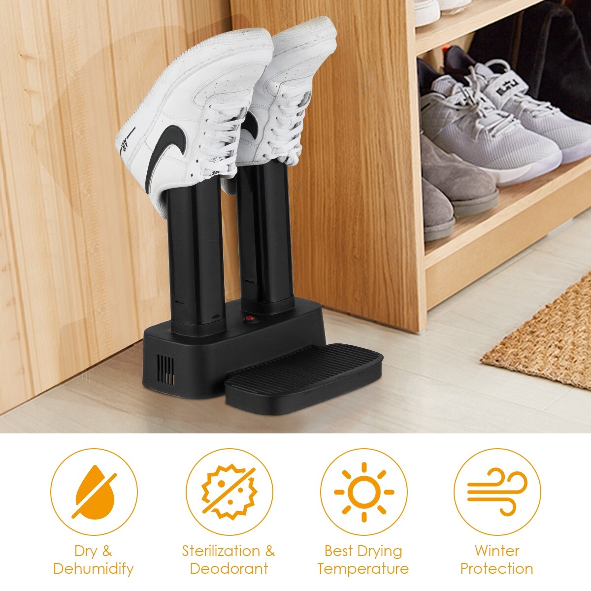 Costway 2 Shoe Electric Shoe Dryer Warmer Portable Adjustable Boots