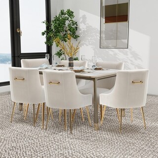 SEYNAR Modern Glam Boucle Pleated Velvet Dining Chair or Vanity Chair ...