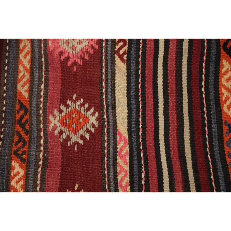 Hand Woven Oriental 100% Wool Carpet Southwestern Tribal Multi-Colored Kilim Area Rug - 9' 10'' X 6' 2''