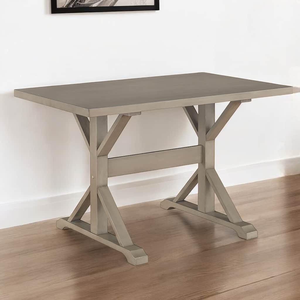 HomeRoots 48" Gray Solid Wood Trestle Writing Desk