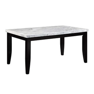 Zee 64 Inch Rectangular Dining Table, Marbled Surface, Tapered Legs ...