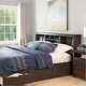 preview thumbnail 3 of 2, King size Bookcase Headboard in Espresso Wood Finish