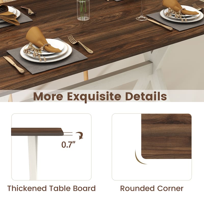 Gymax Dining Table w/ X-shaped Frame Wood Grain Texture Tabletop
