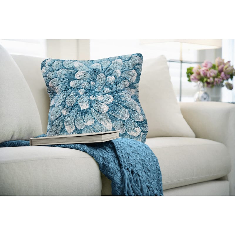 Liora Manne Frontporch Mum Indoor/Outdoor Pillow Aqua 18" Square