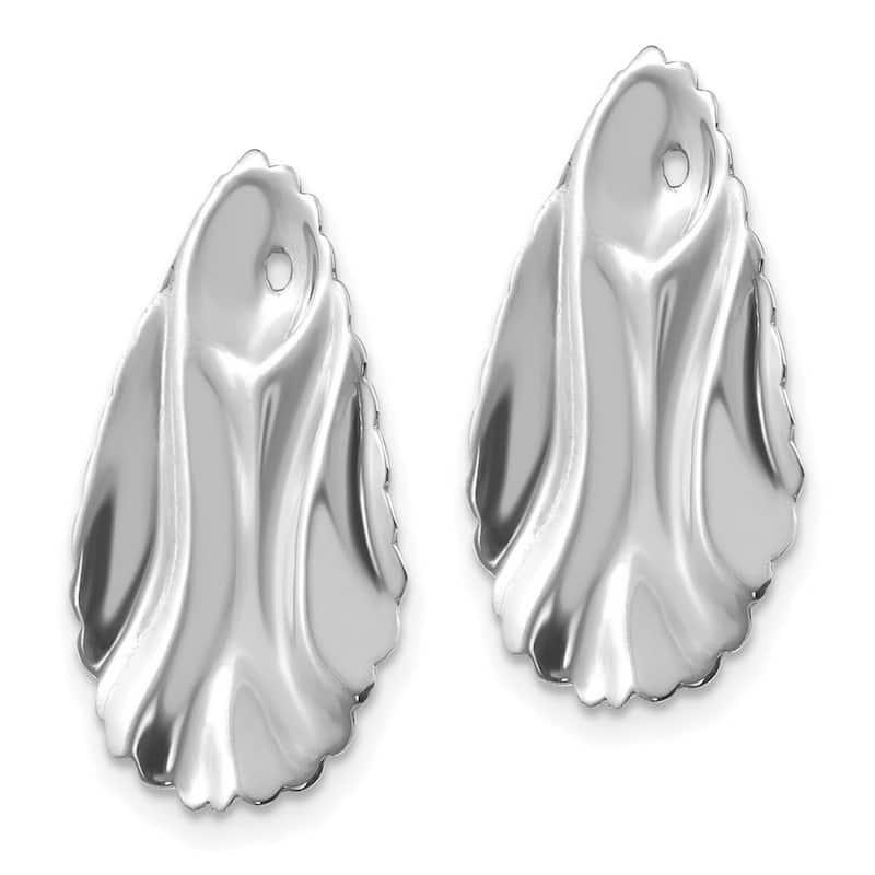 Curata 14k White Gold Dangle Hammered Oval Earrings Jackets 24x16mm