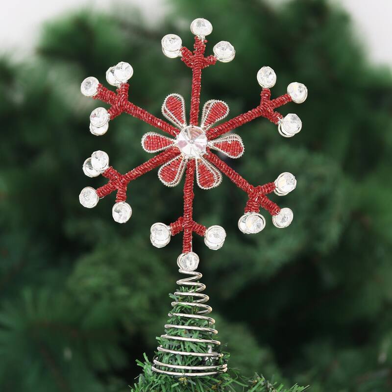 Novica Handmade Radiant Snowflake Beaded Tree Topper
