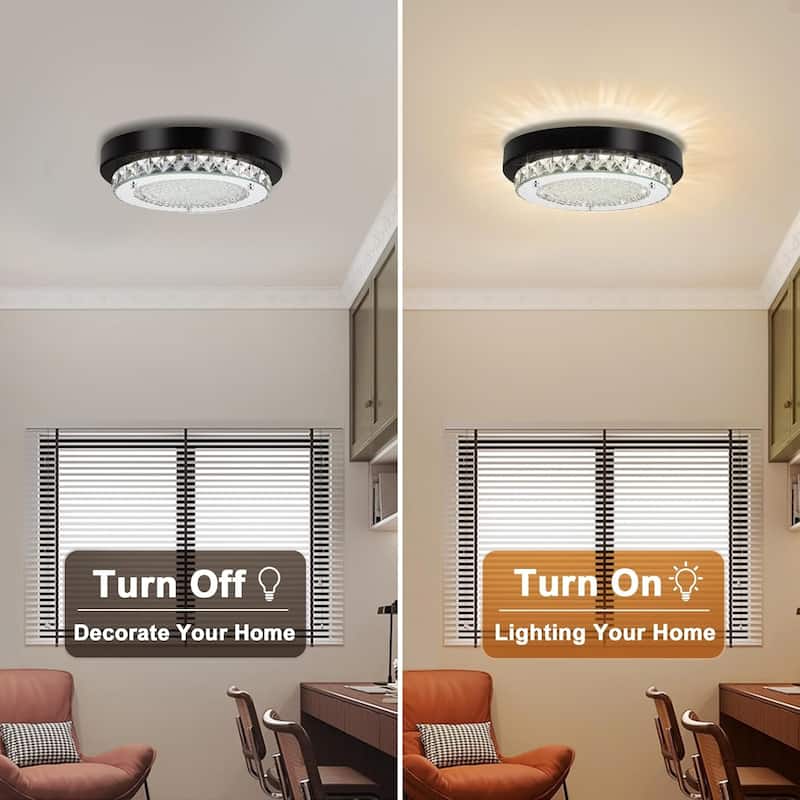 Led ceiling light black flush mount light glass, metal, crystal hallway lights