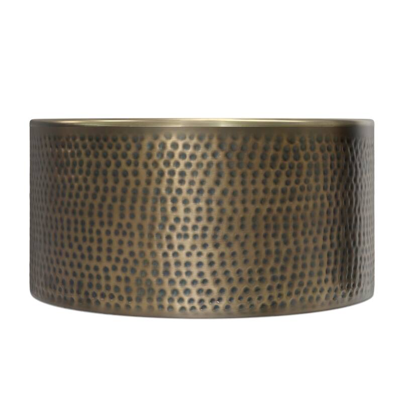 Simpli Home Corbin 32 inch Wide Boho Contemporary Coffee Table in Hammered Antique Gold Iron, Assembled