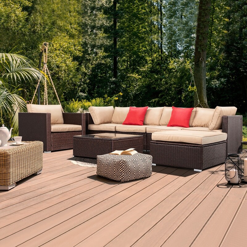 8 Piece Sectional Seating Group with Fire Pit