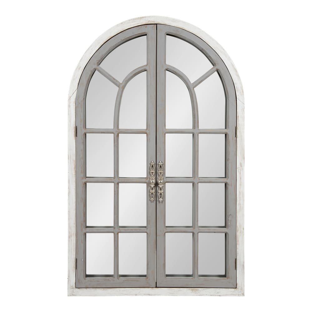 Kate and Laurel Boldmere Wood Windowpane Arch Mirror
