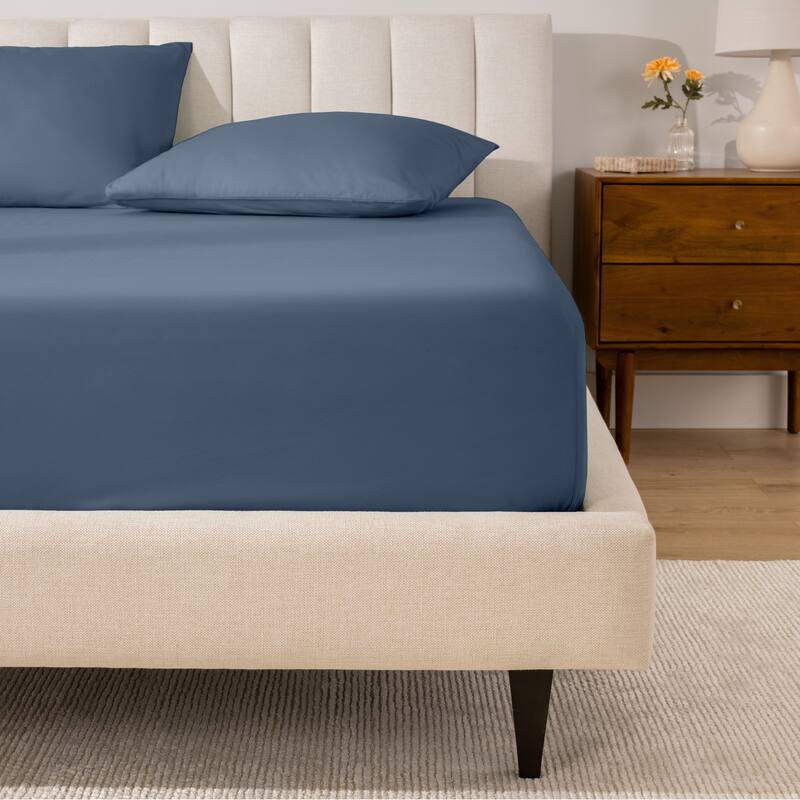 Bare Home Organic Cotton Percale Fitted Bottom Sheet