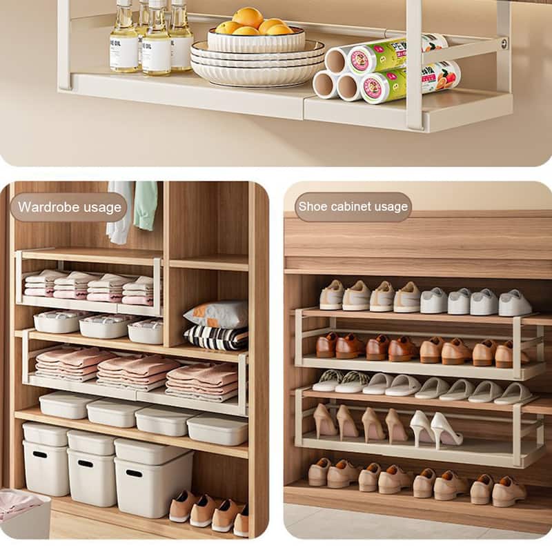 Expandable Under Cabinet Shelf Hanging Shelf Storage Basket Organizer Storage Shelf 8.66" Deep 10.62"-17.71" Long
