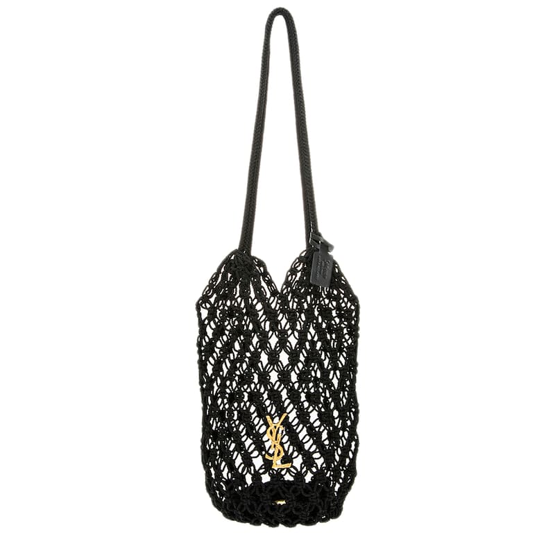 Saint Laurent Large Crochet Shopper Tote Bag - Black
