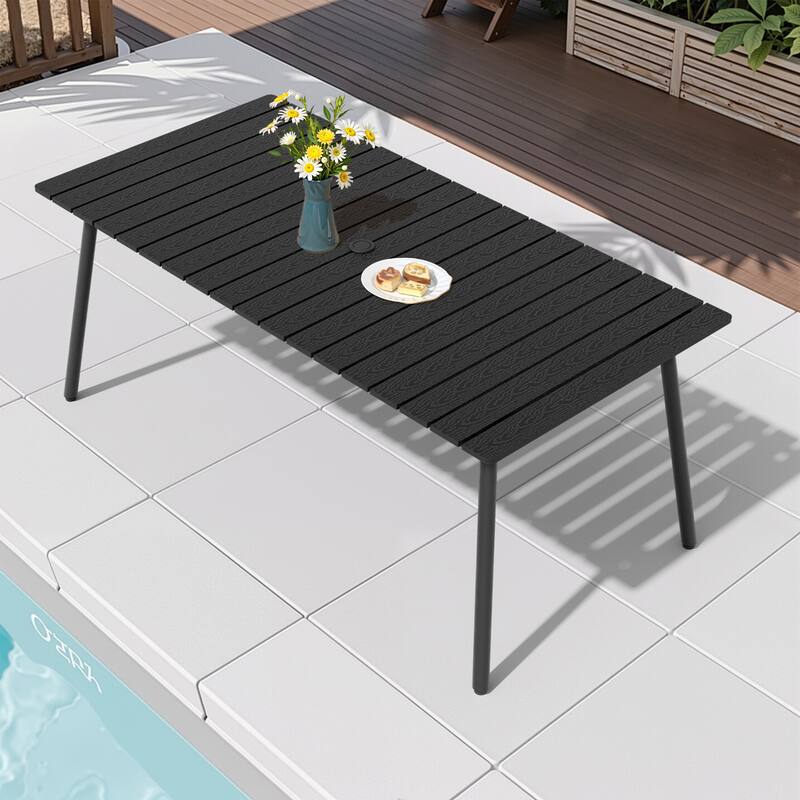 Pellebant Outdoor Aluminum Rectangular Dining Table