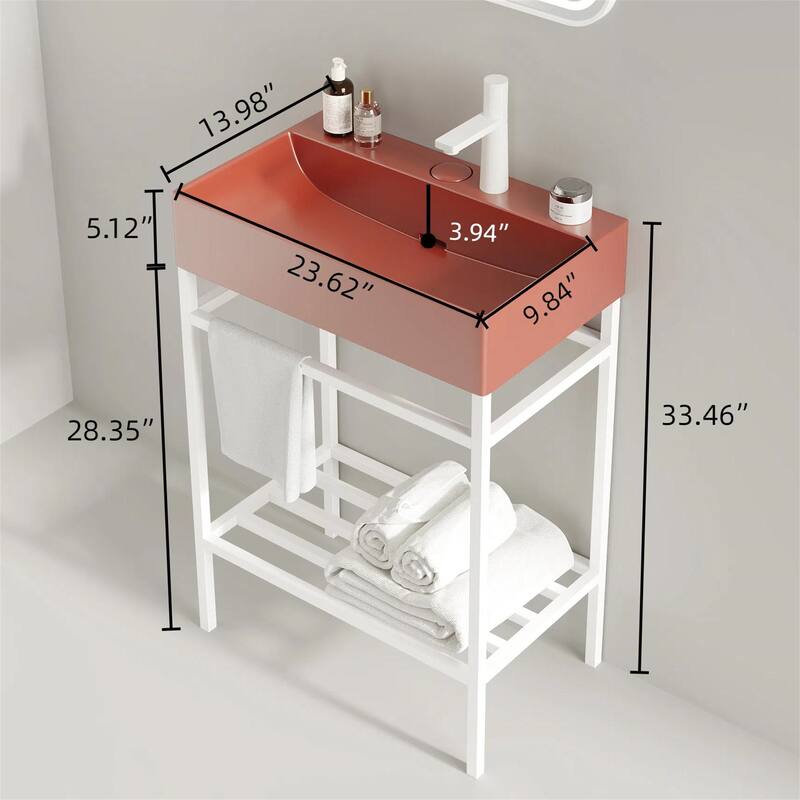 24" Bathroom Ceramic Basin without Cabinet