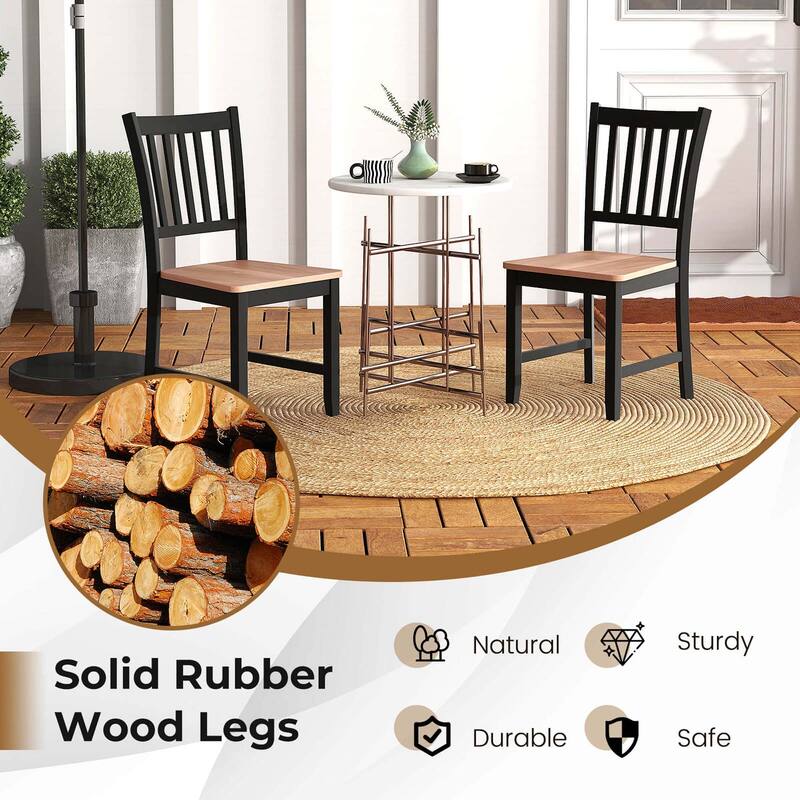 Set of 4 Dining Chair Kitchen Black Spindle Back Side Chair with Solid - See Details