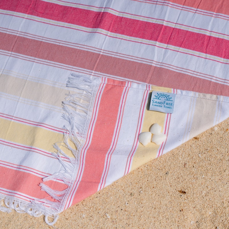 SandFree Cotton Oversized Turkish Beach Towel with Tassels - 35x75
